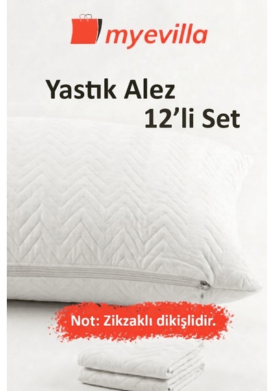 My Evilla Sıvı Geçirmez Kapitoneli Yastık Alezi 50x70 Cm Konforlu, Dolgulu Ve Hijyenik Koruma 6 Paket 12 Adet Beyaz