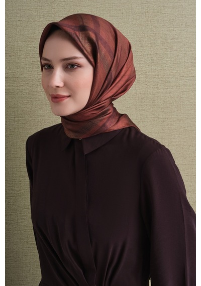 Armine Sura İpek Eşarp 2026-2027 - Sonbahar Kış-asm9618 Kiremit