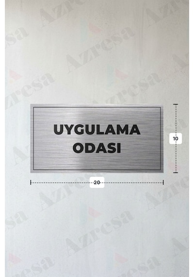 Uygulama Odası Yazılı - Metal - Gümüş Renk - Kapı İsimliği - 20x10 Cm