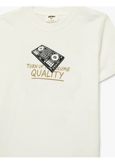 Koton Baskılı Ekru Erkek Çocuk T-shirt 6skb10420tk Ekru