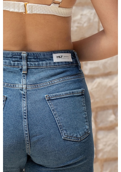 HLT Jeans Açık Mavi Kadın Lily Likralı Mom Fit Yüksek Bel Esnek 90's Kot Şort Lily-açmavi 001