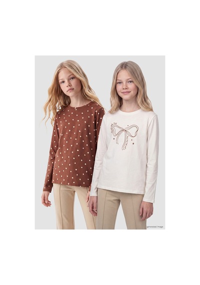 Lc Waikiki Alıta Cıty Farkıyla Lcw Kids Beyaz Oval Yaka Kız Çocuk 2'li Tişört Beyaz - 928160415 Beyaz