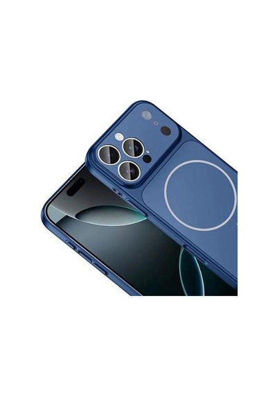 Mi7a Apple Uyumlu iPhone 15 Ag Glass Koruyucu Kılıf 17 Pro Max Görünümlü Lacivert