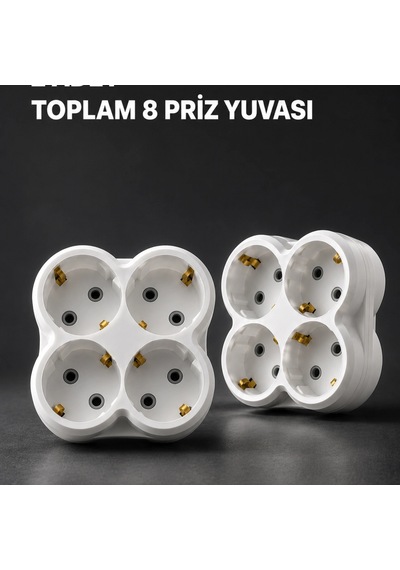 Duvar Tipi 4 Çıkışlı Priz Çoğaltıcı Kablosuz Kompakt Tasarım 2 Adet Diğer
