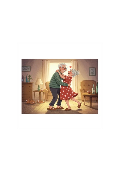 Romantik Yaşlı Çift Mdf Poster
