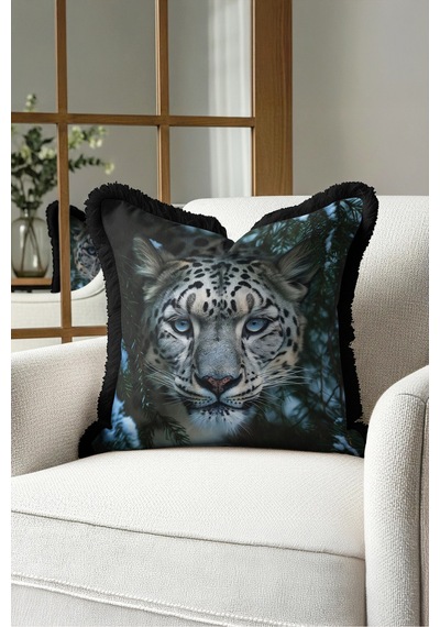 Leopar Orman Desenli Saçaklı Yastık Kılıfı - Vahşi Yabohem Yeşil Siyah Püsküllü Kırlent Kılıfı Buzlu Sahil Nektar Leopar Orman Desenli Saçaklı Yastık Kılıfı - Vahşi Yabohem Yeşil Siyah Püsküllü Kırlent Kılıfı Buzlu Sahil Nektar