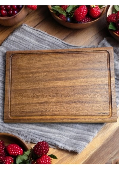 İroko Tek Parça Yekpare Masif Steak Board Oluklu Kesme Tahtası