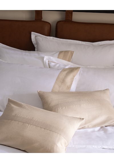 Madame Coco Orient Çift Kişilik Pamuklu Keten Bordürlü Nevresim & Runner & Kırlent Takımı - Beyaz/bej 8684427124437 Çok Renkli