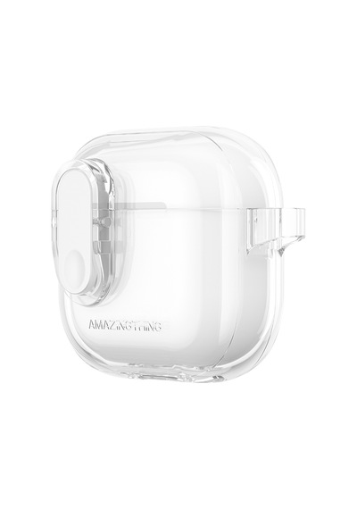 Apple Uyumlu AirPods 4 Kılıf Amazingthing Magnetik Kilit Tasarımlı Minimal Serisi Kılıf Şeffaf