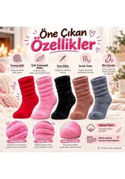 Ren.ga.renk Kadın 3'lü Peluş Bot Çorap Seti Kırmızı Pembe Siyah Yumuşacık Tüylü Büzgülü Rahat Kışlık Ev Çorabı Renk: Çok Renkli Beden: 36-40 Adet: 3 Rengaren Ren.ga.renk Kadın 3'lü Peluş Bot Çorap Seti Kırmızı Pembe Siyah Yumuşacık Tüylü Büzgülü Rahat Kışlık Ev Çorabı Renk: Çok Renkli Beden: 36-40 Adet: 3 Rengaren