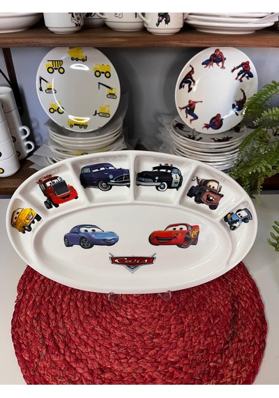 Şimşek Mcqueen Model Bölmeli Kahvaltı Tabağı Çocuk Bebek Çok Renkli