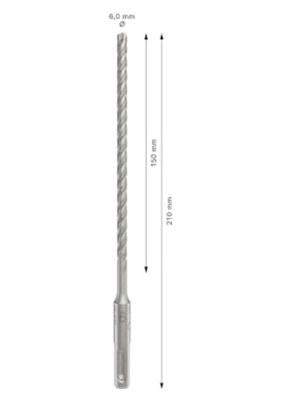 Ayrex 1x Pro Sds Plus-5x Kırıcı Delici Delme Ucu Donatılı Beton, Beton, Ø 6,00 Mm, Professional Aksesuar Kırıc