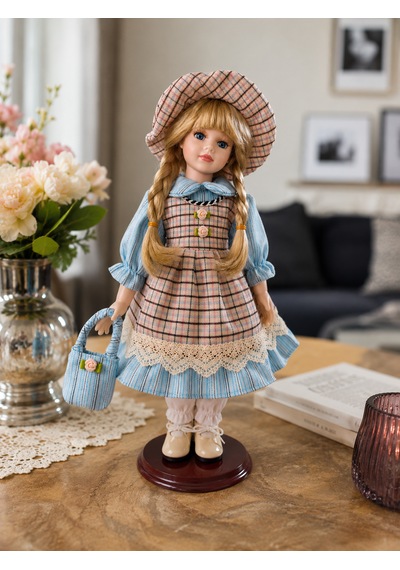 Premium 35 Cm Elbiseli Porselen Bebek Biblosu Dekoratif Vintage Kız Biblo Ev Salon Dekoru -