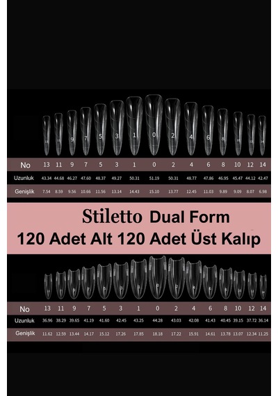 Dual Form Stiletto Oval Sandviç Tırnak Protez Tırnak Kalıp Üst From Stıletto-137