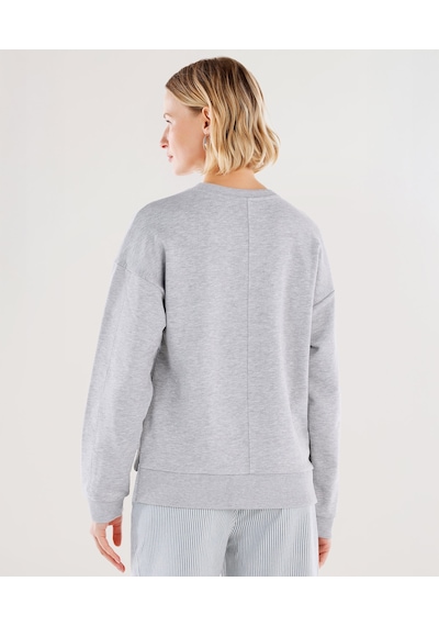 Yargıcı Dikiş Ve Yırtmaç Detaylı Bisiklet Yaka Sweatshirt 25yksw9003x 022 Gri