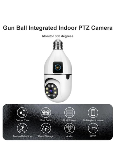 4mp Çift Lens Wifi Kablosuz Hareketli Sesli Ampul Kamera