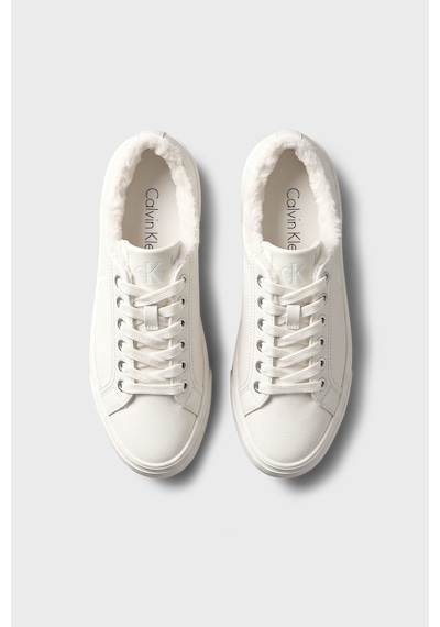 Calvin Klein Logolu İçi Kürklü Deri Sneaker Ayakkabı Hw0hw03235ybj Kadın Ayakkabı Hw0hw03235 Ybj Krem