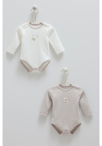Caramell Hello Forest İkili Uzun Kol Çıtçıtlı Body Gri
