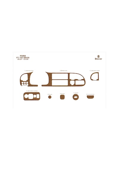 Ford Transit Torpido Kaplama 1997-2000 8 Parça Açık Meşe