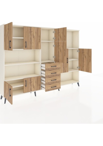 Arges Dolap 10 Raflı 4 Çekmeceli 8 Kapaklı 220x30x163 Aytaşı-çam Aytaşı-çam