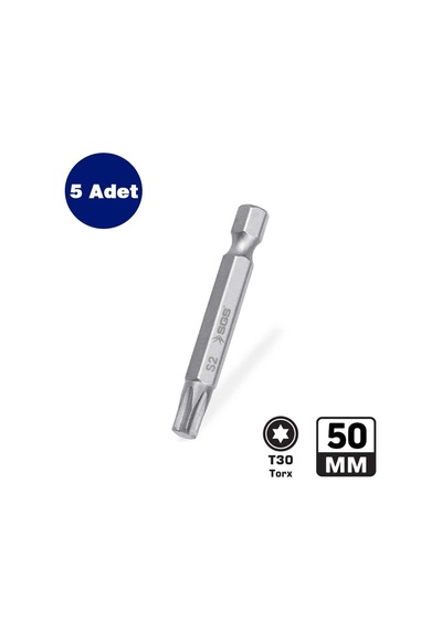 Sgs Torx Uçlu Bits T30 50mm, Hex, 5 Adet
