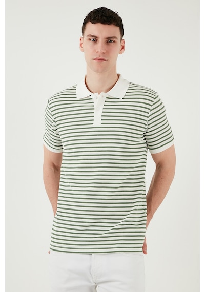 Buratti Pamuklu Regular Fit Çizgili Erkek Polo Yaka T Shirt 5903009 Elma Yeşili