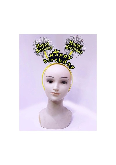 Happy Birthday Püsküllü Neon Sarı Renk Doğum Günü Tacı 22x19 Cm - Parti Taçları - Parti Ve Kutlama 0 - 99