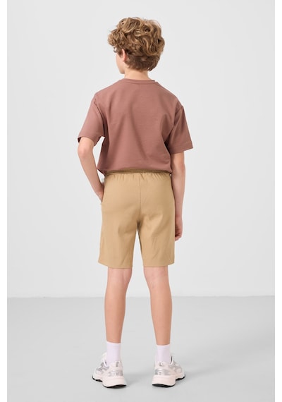 Tarçın-koyu Bej Pamuklu Oversize Fit Dokuma Hafif Esnek Chino Erkek Çocuk Şort Takım - 11276 Tarçın