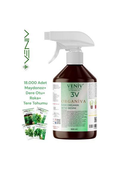 3v Organiva %100 Organik Bitki Besini 500 Ml + 4 Lü Yeşillik Tohum Seti Doğal Ve Güçlü Gelişim 5