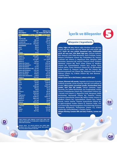Bebehum 5 Numara Teneke Devam Sütü 2 Yaş+ 400 gr x 4 Adet