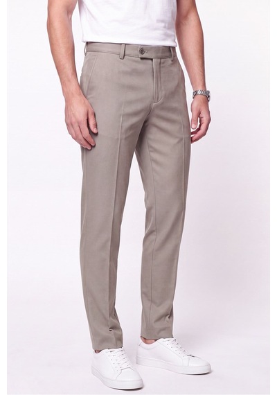 Comfort Fit Rahat Kalıp Yan Cep Pamuklu Dokulu Kum Pantolon P 1219