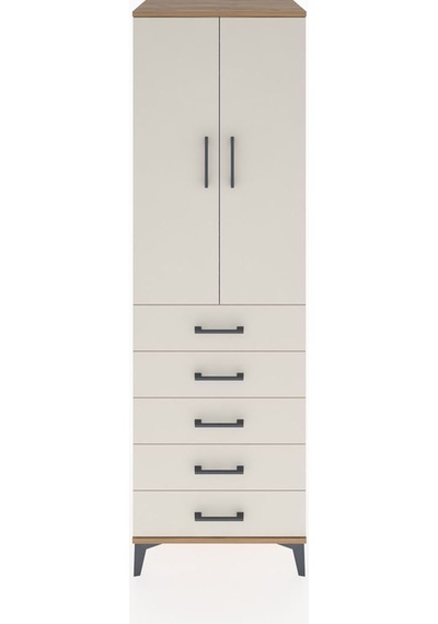 Hyperion Dolap Tek Raflı 5 Çekmeceli Tek Askılı 60x44x195 Çam-aytaşı Atlas Çam