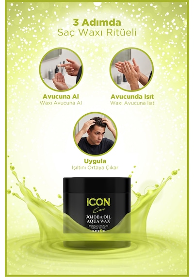 Iconcare Jojoba Oil Aqua Wax Güçlü Tutuş Parlak Görünüm Saç Waxı 2'li Set 150 Ml