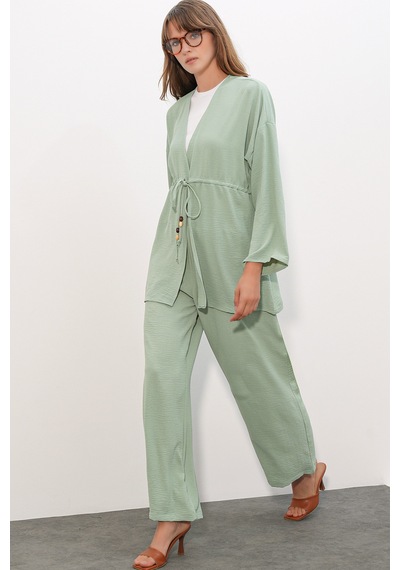Bigdart Kadın Ayrobin Kimono Pantolon İkili Takım 30101 - E.yeşil