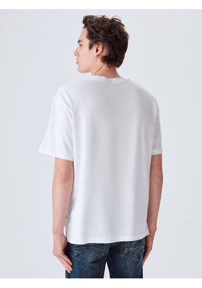 Ltb Grafik Loose Fit Beyaz T-Shırt 01222840496089_100 Beyaz