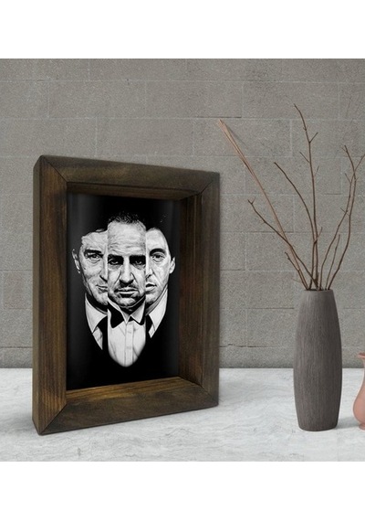 Bk Gift Baba Godfather Tasarımlı Dekoratif Doğal Masif Ahşap Çerç (500610896)