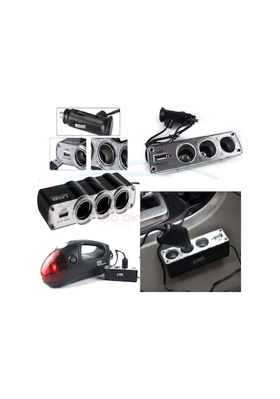 Oto Çakmaklık Çoğaltıcı 3'lü Çakmak Soketi 1 Usb Girişi