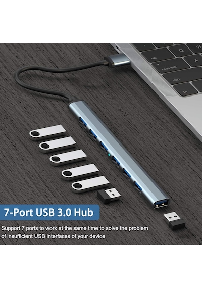 Usb-c Hub Docking Station - Macbook & Windows Uyumlu Çoklayıcı Adaptör Gri, 7-in-1