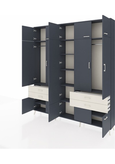 Arges Dolap 11 Raflı 4 Çekmeceli 2 Askılı 220x30x243 Antrasit-antrasit/aytaşı Antrasıt/aytası Arges Dolap 11 Raflı 4 Çekmeceli 2 Askılı 220x30x243 Antrasit-antrasit/aytaşı Antrasıt/aytası