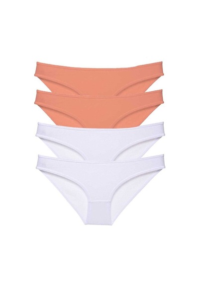 Royaleks 4 Adet Eko Set Likralı Kadın Slip Külot Pudra Beyaz S