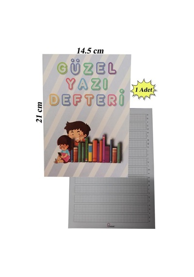 Güzel Yazı Defteri Küçük Boy 14,5x21 Cm 24 Yaprak 3 Adet Klavuzlu Standart Çizgili Yazı Defteri Dik Temel Harflerle 1. Sınıf