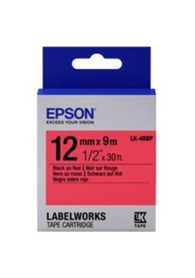 Epson Lk-4rbp Pastel Kırmızı Üzeri Siyah 12mm 9metre