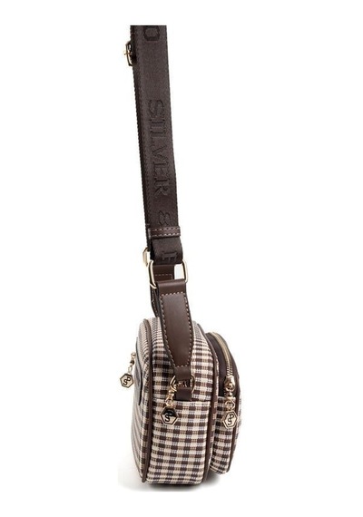 Silver Polo Sp1111 Kadın Çapraz Çanta Ekose Line Kare Kahve Sarı-kahve