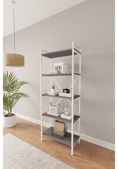 Nilamu Antrasit 65 Cm Kitaplık , Metal Aksamlı, Organizer, Ofis, Ev Antrasit