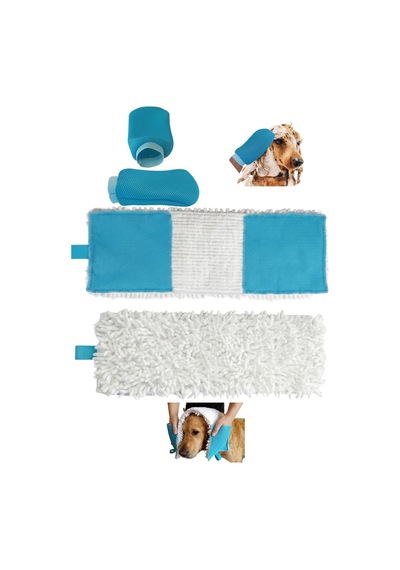 Tr Pratik Evcil Hayvan Banyo Seti, Ped Evcil Hayvan, Köpek, Kedi, Mikrofiber Kurulama Havlusu Ve Yıkama Kesesi, 55x20 Diğer