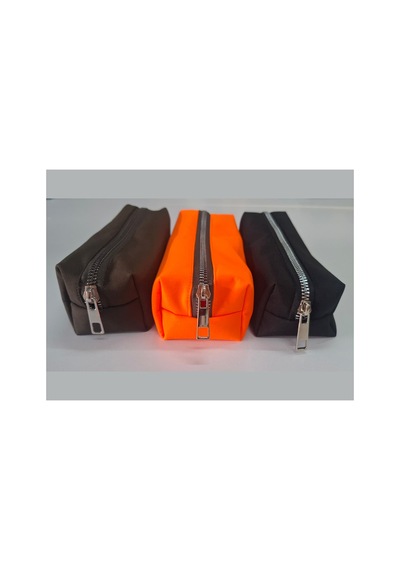 Kalemlik 3lü Set/paket Organizer Makyaj Çok Amaçlı Pinterest Okula Dönüş Çantası Tek Bölmeli Haki+neon Oranj+siyah