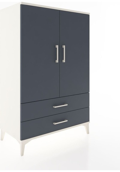 Hyperion Dolap Tek Raflı 2 Çekmeceli Tek Askılı 88x44x134 Aytaşı-antrasit Aytası
