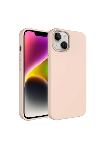 Apple iPhone 14 Uyumlu Sıvı Teknolojili Silinebilir Sert Zore Kivi Kapak-pembe Açık