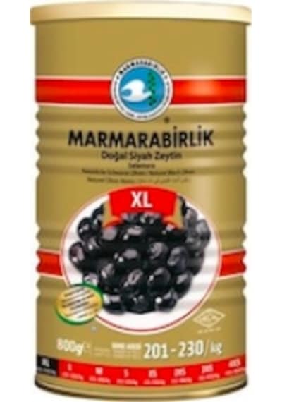 Marmarabirlik Gold XL Siyah Zeytin Teneke 800 G + Salamura 201-230 KB XL Siyah Zeytin Teneke 800 G