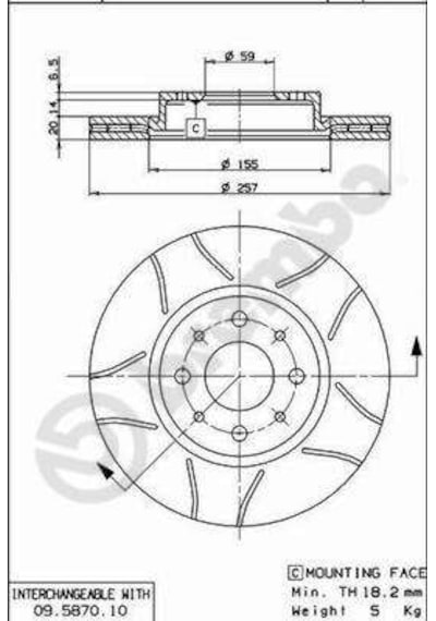 Fren Disk - Alfa Romeo 155, Punto, Doblo, Tipo, Bravo, Barchetta, Strada, Marea, Brava, Palio, Tempra, Siena, Egea - Brembo-09587075